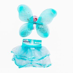 Kids Costume- Aqua Fairy Wings and Tulle Skirt NWT